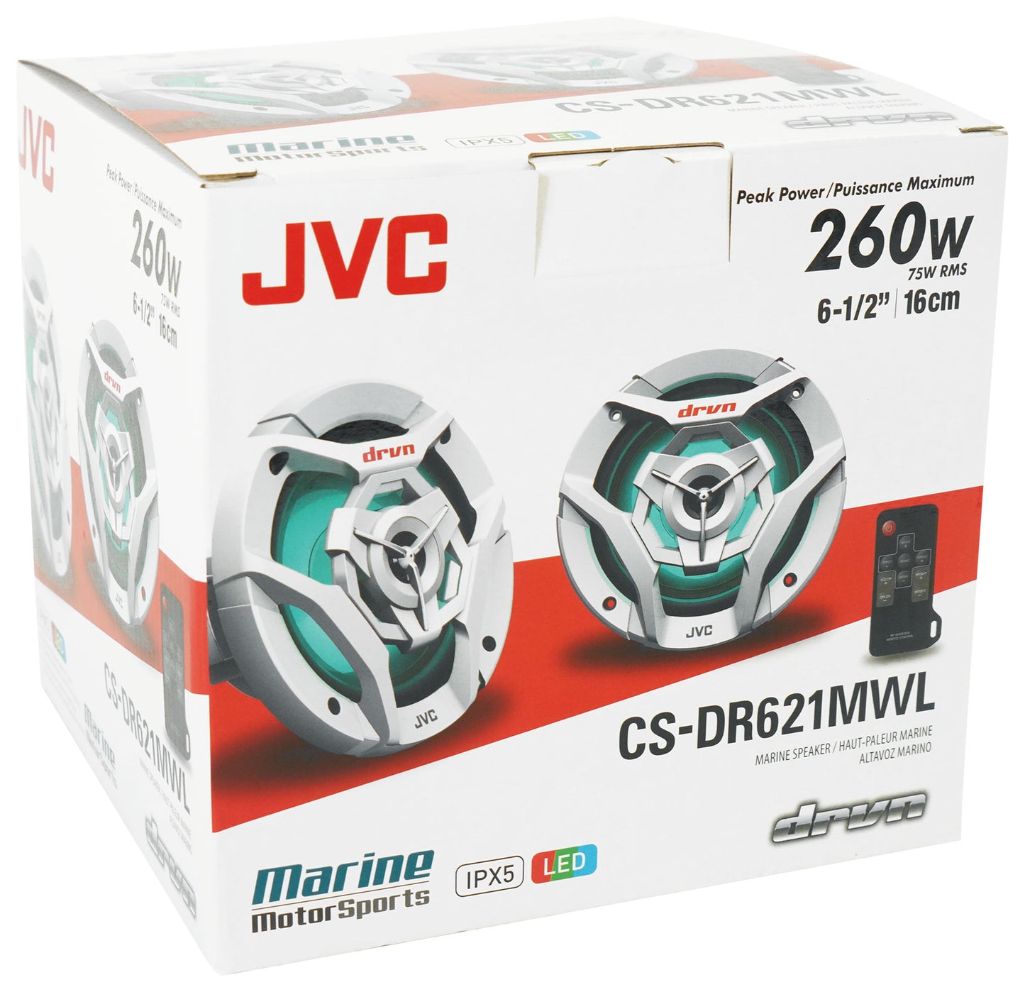 JVC KD-X38MBS Marine Stereo Receiver w/Bluetooth/USB+(2) 6.5" Speakers in White