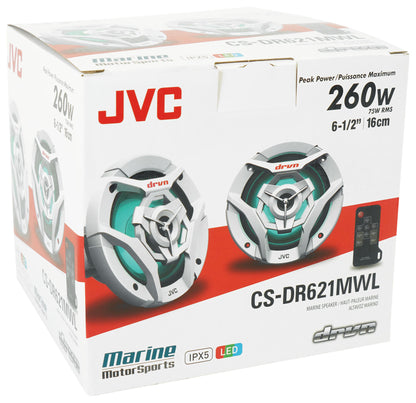 JVC KD-X38MBS Marine Stereo Receiver w/Bluetooth/USB+(2) 6.5" Speakers in White