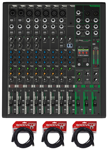 Mackie ProFX12v3+ 12-Ch. Mixer w/Enhanced FX/USB Recording/Bluetooth+XLR Cables