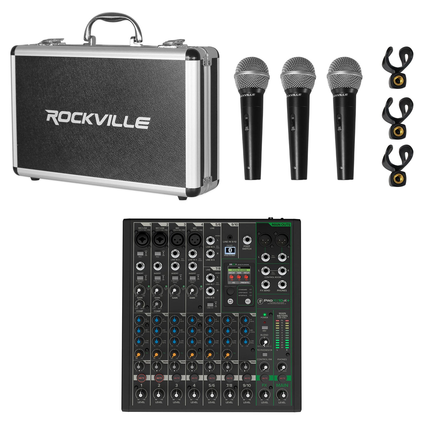 Mackie ProFX10v3+ 10-Channel Enhanced Effects Mixer w/USB+(3) Mics ProFX10 v3+
