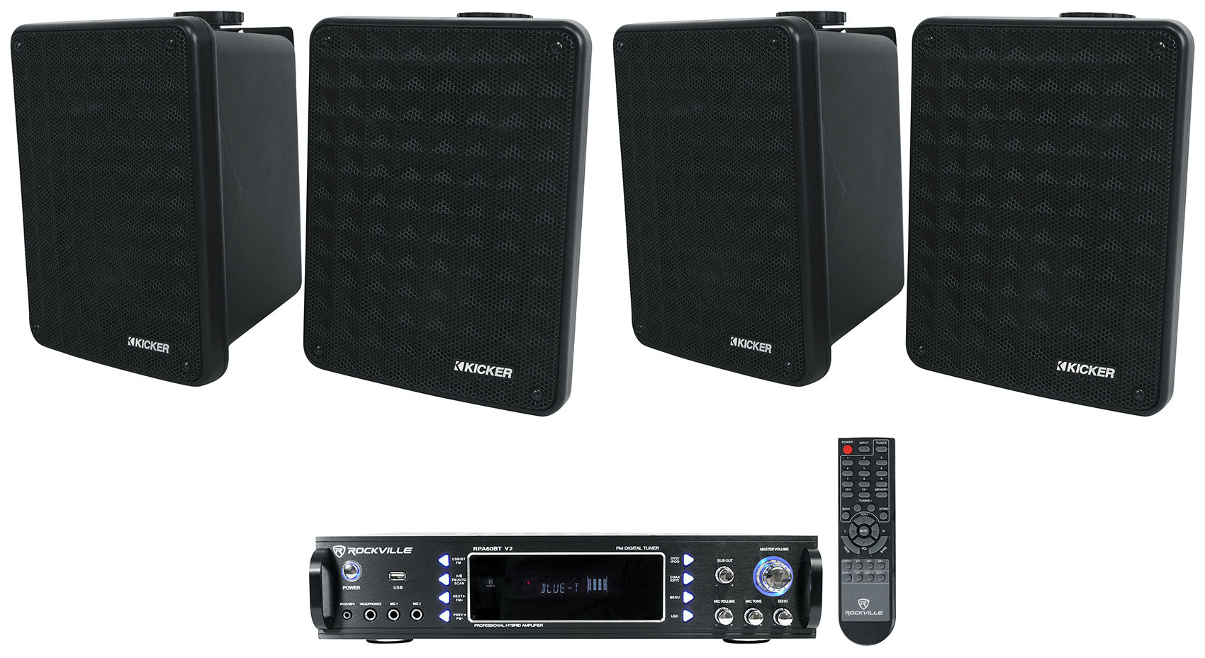 RPA60BT V2 + (2) KB6 Black Speakers Bundle