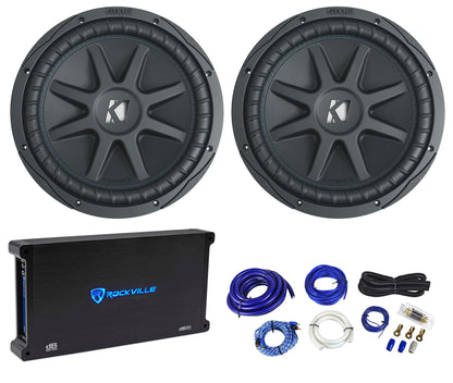 2) Kicker 50CVX122 Comp VX CVX 12" 3000w Car Subwoofers+Mono Amplifier+Amp Kit