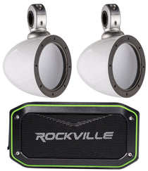 Pair Kicker 4" KMMTES Mini Marine Tower Enclosures+Free Bluetooth Speaker