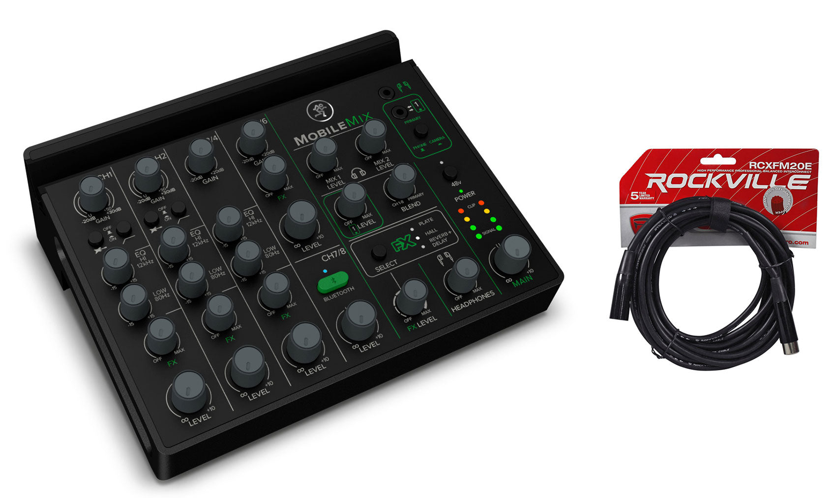 Mackie MobileMix USB-Battery Powered Phone/Tablet Streaming Mixer + XLR Cable