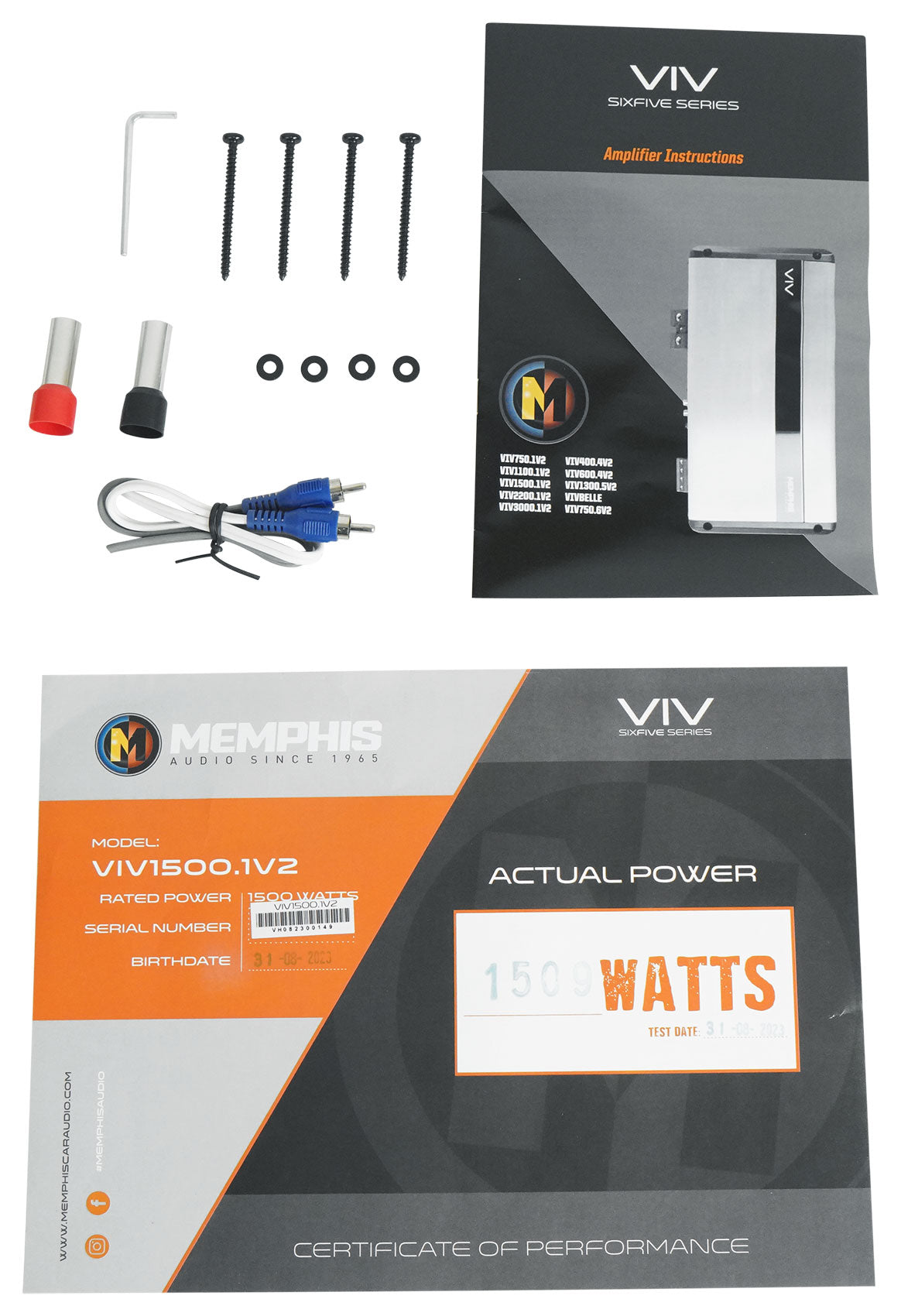 Memphis Audio VIV1500.1V2 SixFive Series 1500w Mono Car Amplifier w/ DSP+Amp Kit