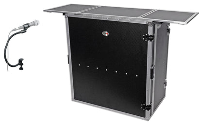 ProX XS-DJSTN Portable Foldout Mobile DJ Combo Table Facade+Gooseneck Mic Stand