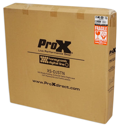 ProX XS-DJSTN Portable Foldout Mobile DJ Combo Table Facade+Gooseneck Mic Stand