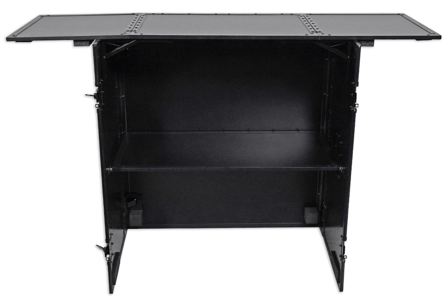 ProX XS-DJSTN BL Foldout Mobile DJ Combo Table Facade+Wheels+Gooseneck Mic Stand