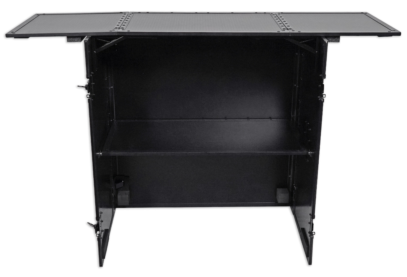 ProX XS-DJSTN BL Foldout Mobile DJ Combo Table Facade+Wheels+Gooseneck Mic Stand