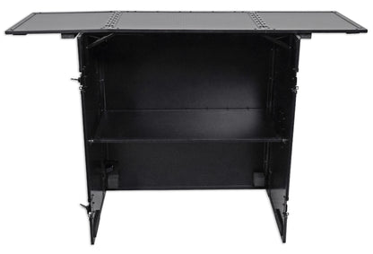 ProX XS-DJSTN BL Foldout Mobile DJ Combo Table Facade+Wheels+Gooseneck Mic Stand