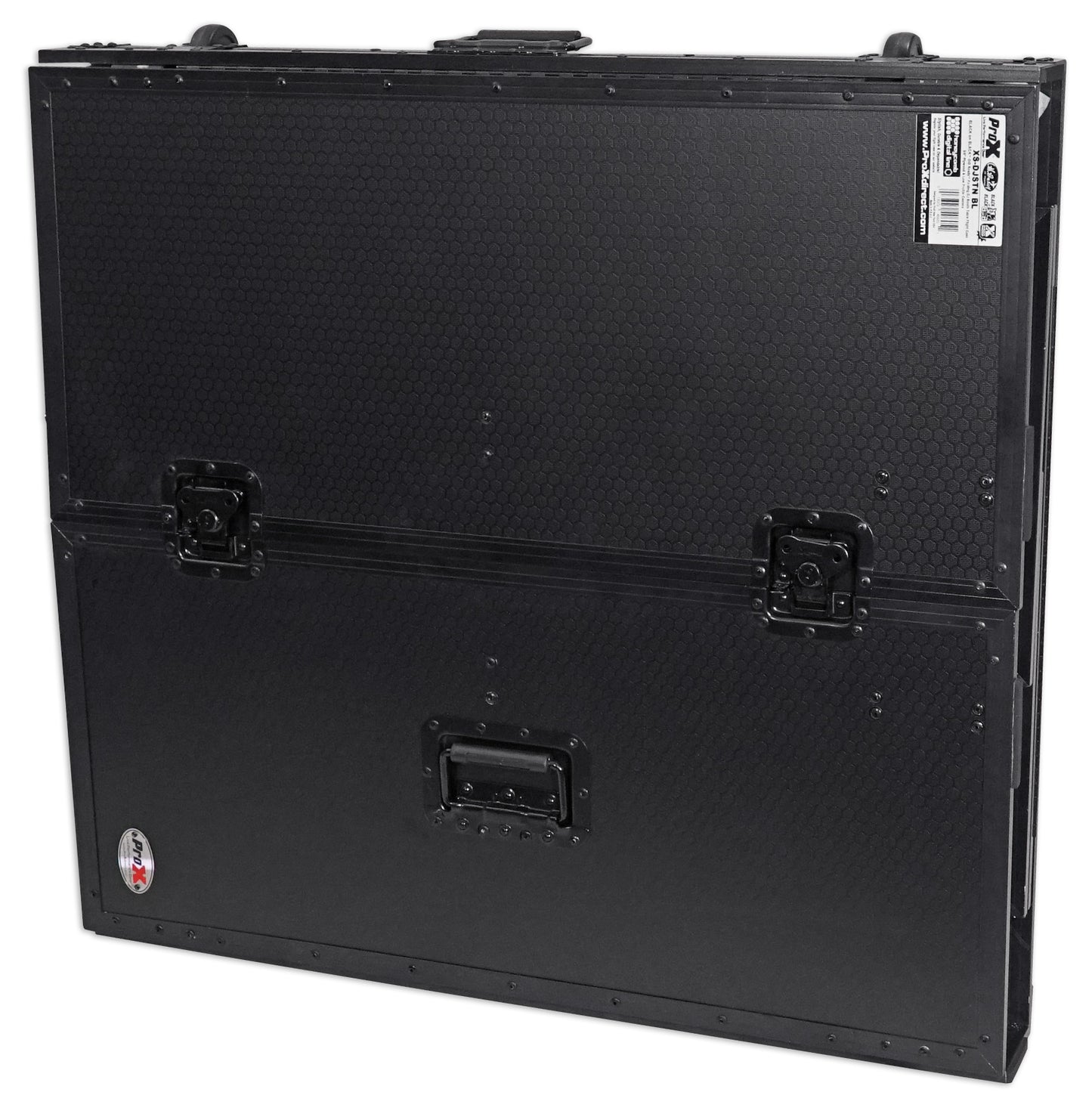 ProX XS-DJSTN BL Foldout Mobile DJ Combo Table Facade+Wheels+Gooseneck Mic Stand