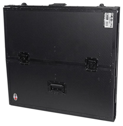 ProX XS-DJSTN BL Foldout Mobile DJ Combo Table Facade+Wheels+Gooseneck Mic Stand