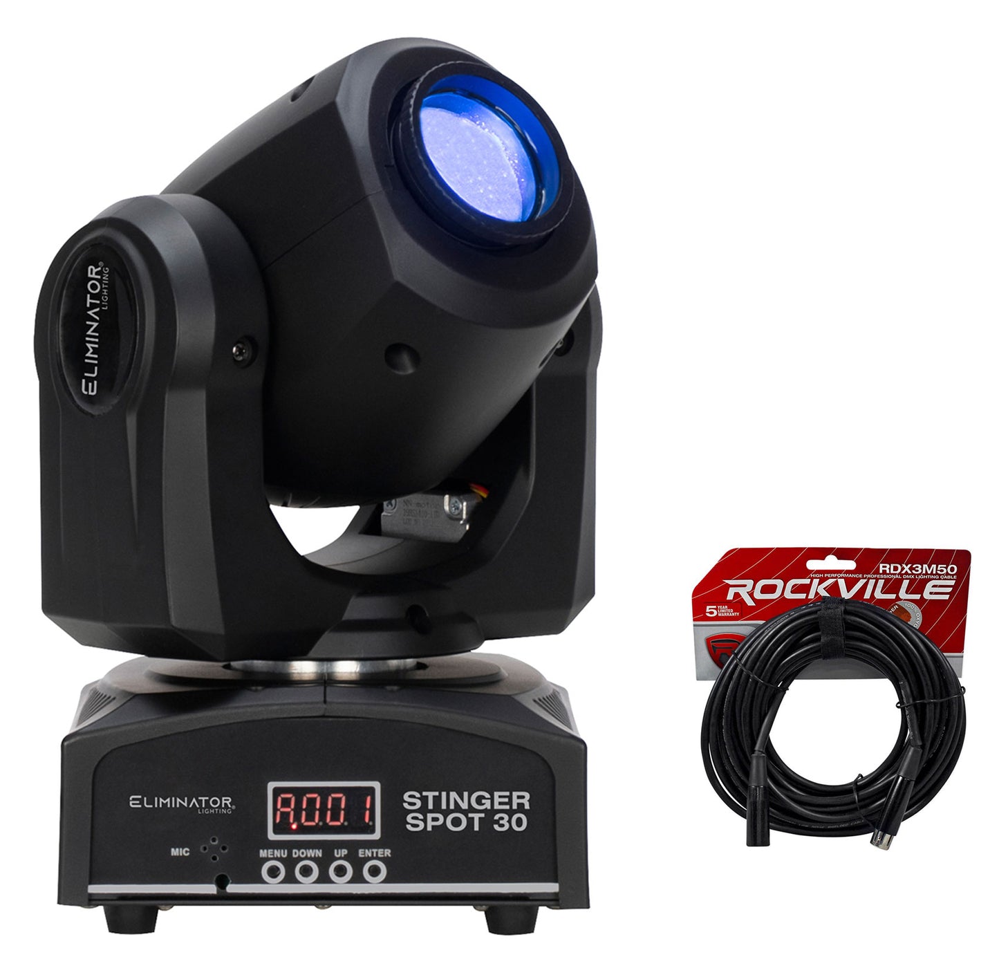 American DJ Eliminator Stinger Spot 30 White LED DMX 30W Moving Head Light+Cable