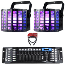 2) American DJ MINI DEKKER RGBW LED Derby/Strobe Effect Lights+DMX Control+Cable
