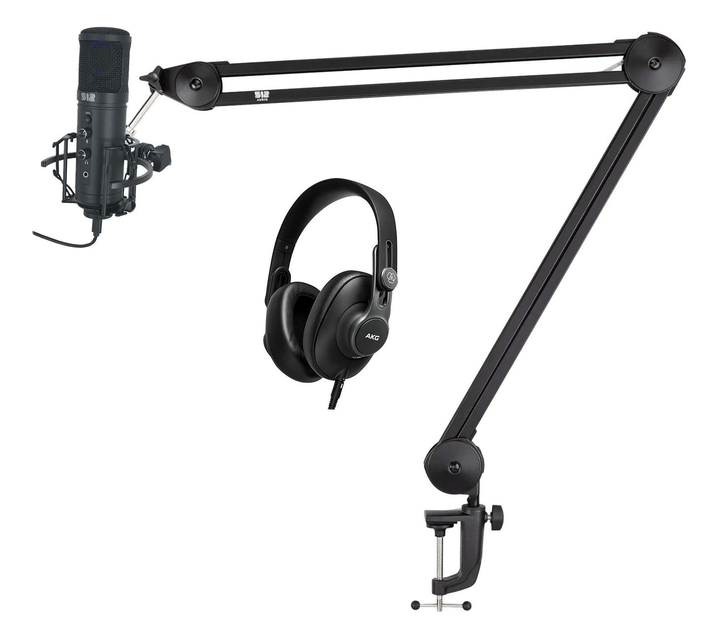 AKG K361 Closed Back Pro Studio Recording Podcasting Headphones+Warm Audio Mic+Stand