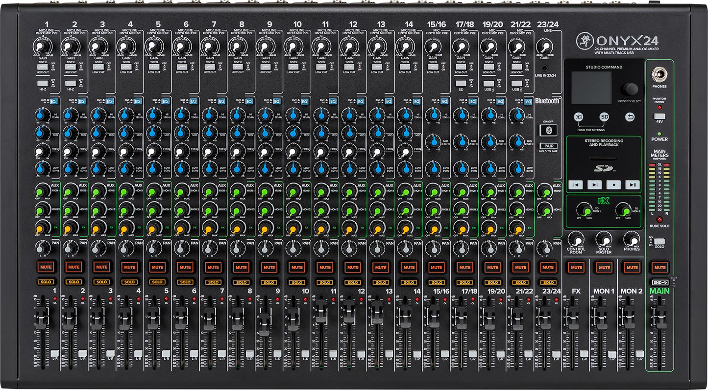 Mackie ONYX24 24-Channel Analog Mixer w/USB/3-Band EQ+Bluetooth+4) Wireless Mics