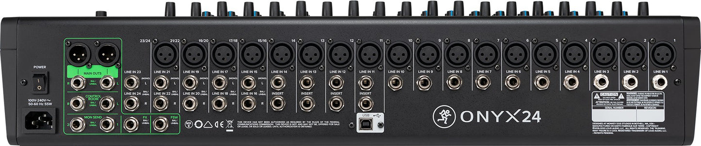 Mackie ONYX24 24-Channel Analog Mixer w/USB/3-Band EQ+Bluetooth+4) Wireless Mics