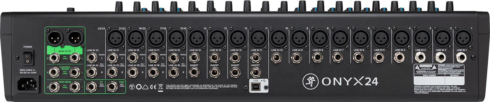 Mackie ONYX24 24-Channel Analog Mixer w/USB/3-Band EQ+Bluetooth+4) Wireless Mics