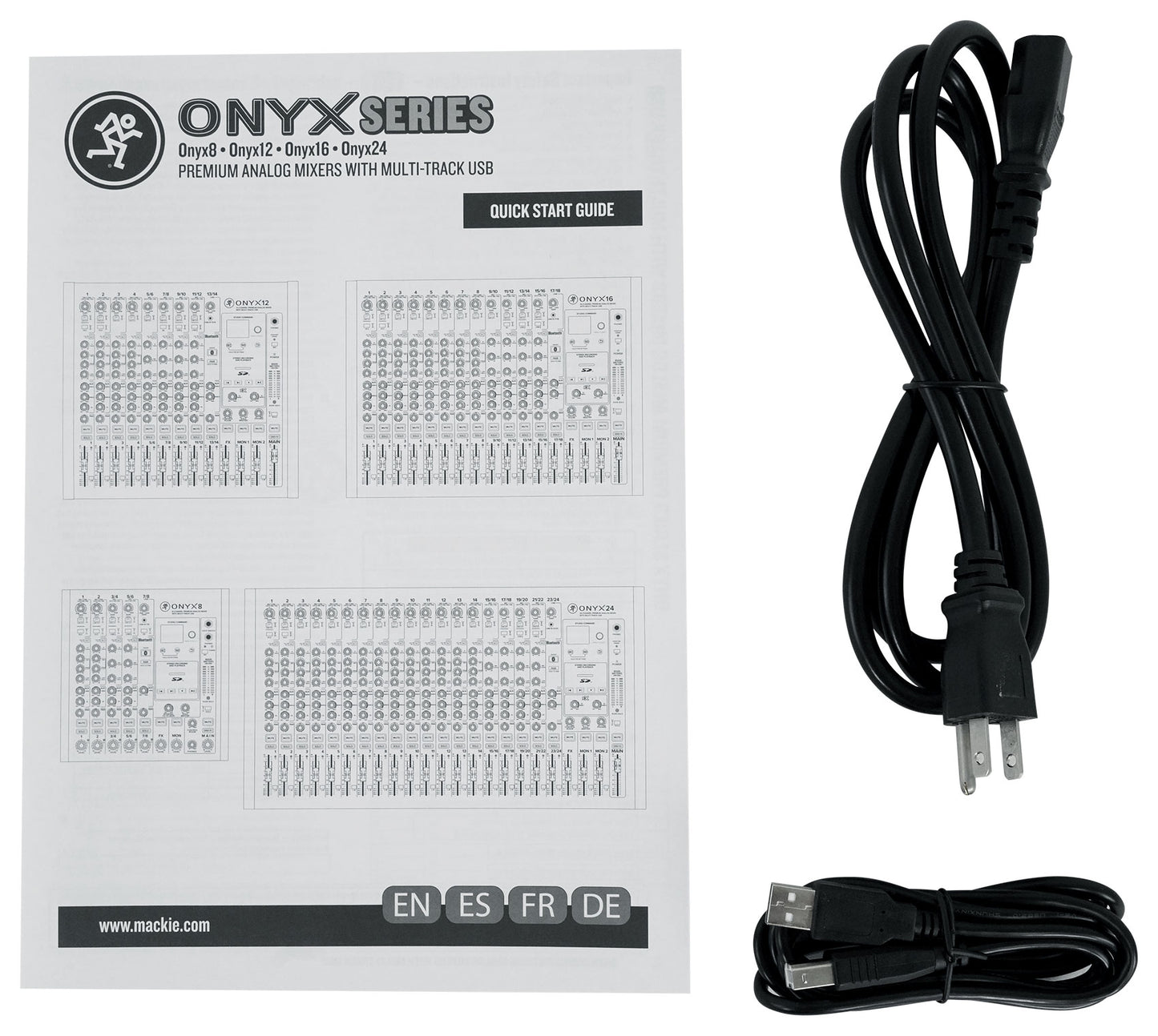 Mackie ONYX24 24-Channel Analog Mixer w/USB/3-Band EQ+Bluetooth+4) Wireless Mics