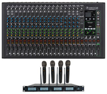 Mackie ONYX24 24-Channel Analog Mixer w/USB/3-Band EQ+Bluetooth+4) Wireless Mics