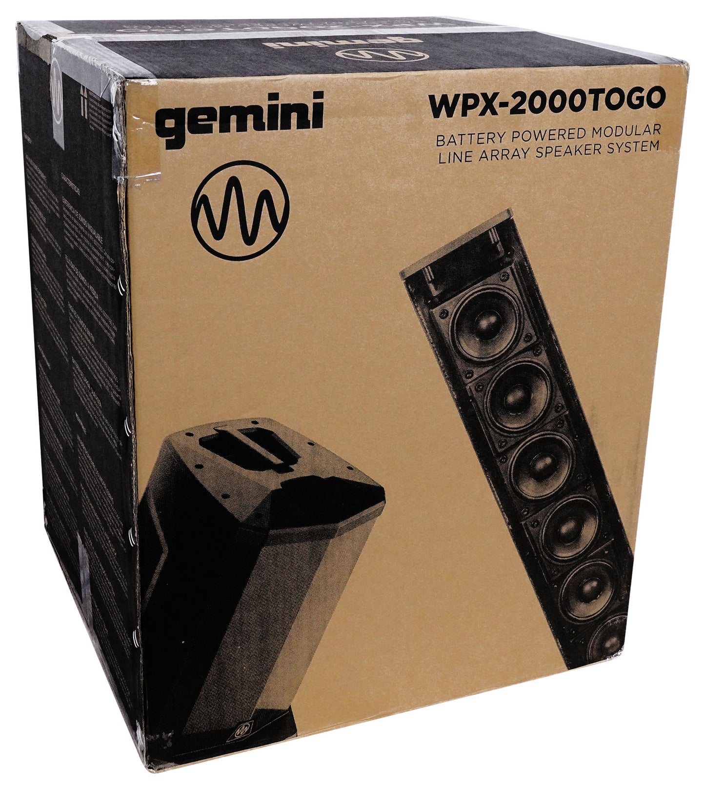 Gemini WPX-2000TOGO Rechargeable DJ/PA Line Array Speaker+Sub+Mic+XLR Cables
