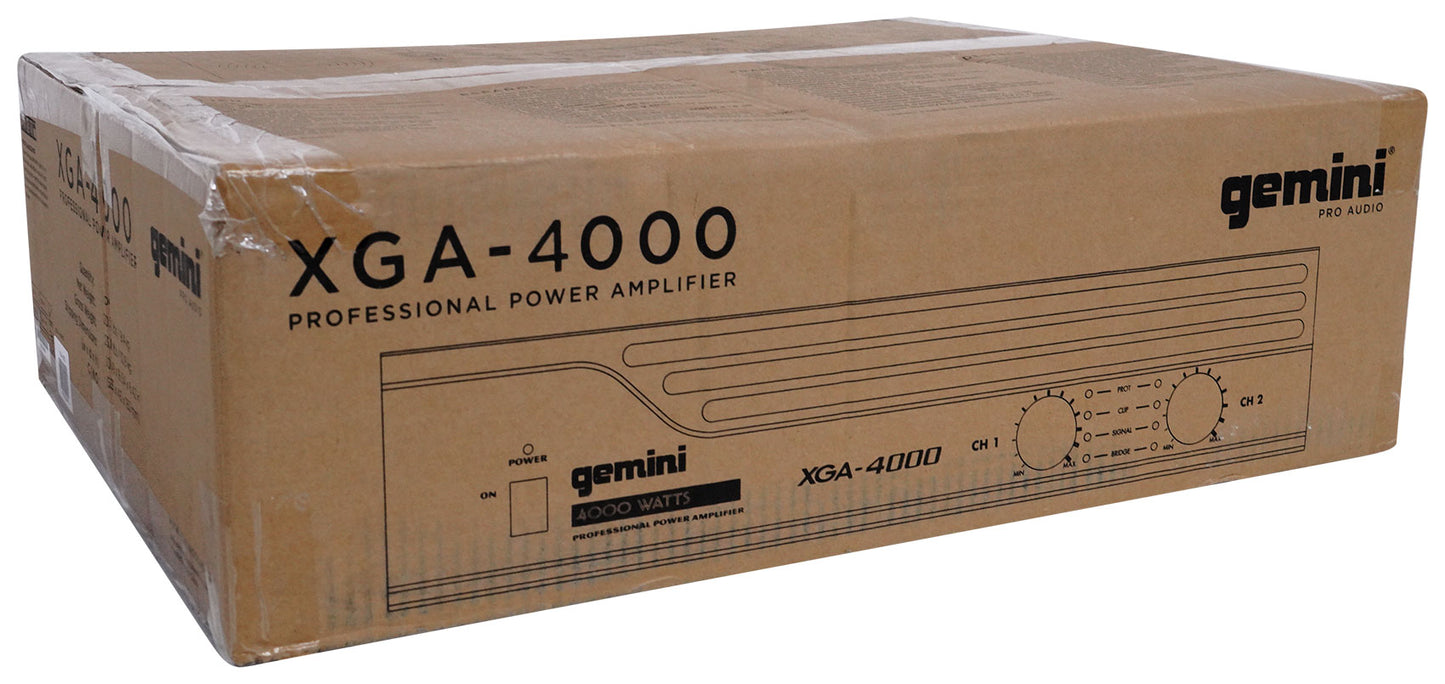 Gemini XGA-4000 4000w Pro DJ/PA Live Sound Power Amplifier+XLR Cables XGA4000