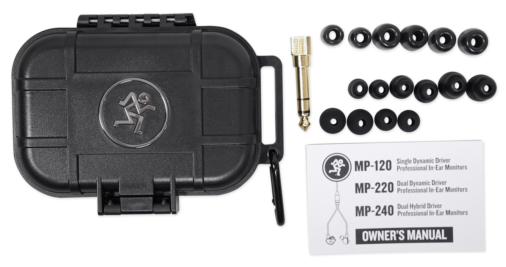 Mackie MP-220 Dual Dynamic Driver Pro In-Ear Monitors+Molded Carry Case+Backpack