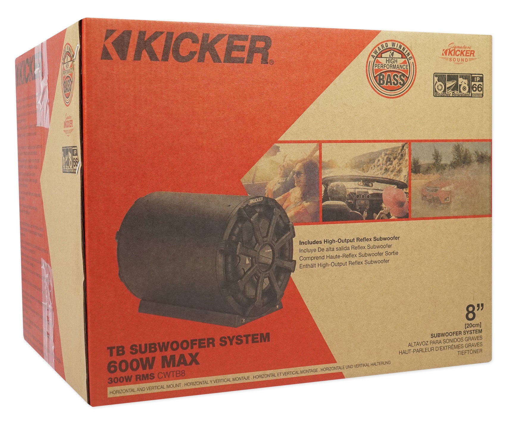 KICKER 46CWTB84 8" 600w Marine Subwoofer Enclosure+Bluetooth Home Speakers