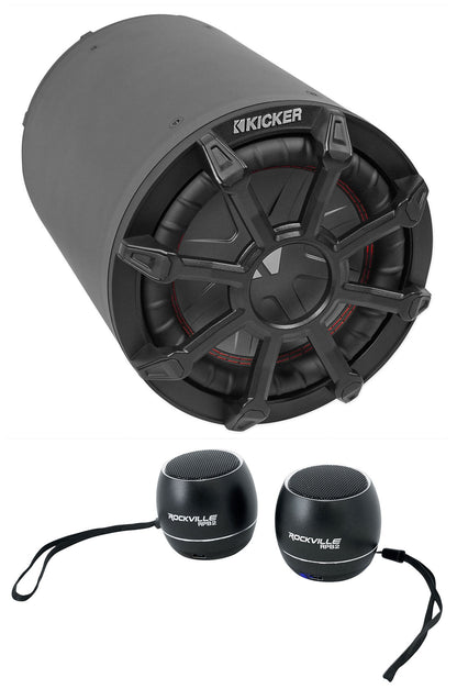 KICKER 46CWTB84 8" 600w Marine Subwoofer Enclosure+Bluetooth Home Speakers