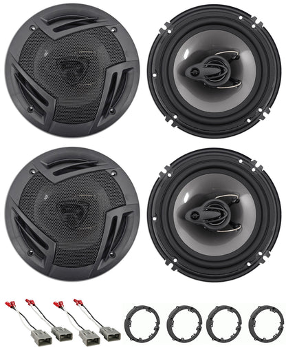 RV6.3A 6.5" Car Speakers 4-Pack + Honda Civic Harness & Adapter Bundle