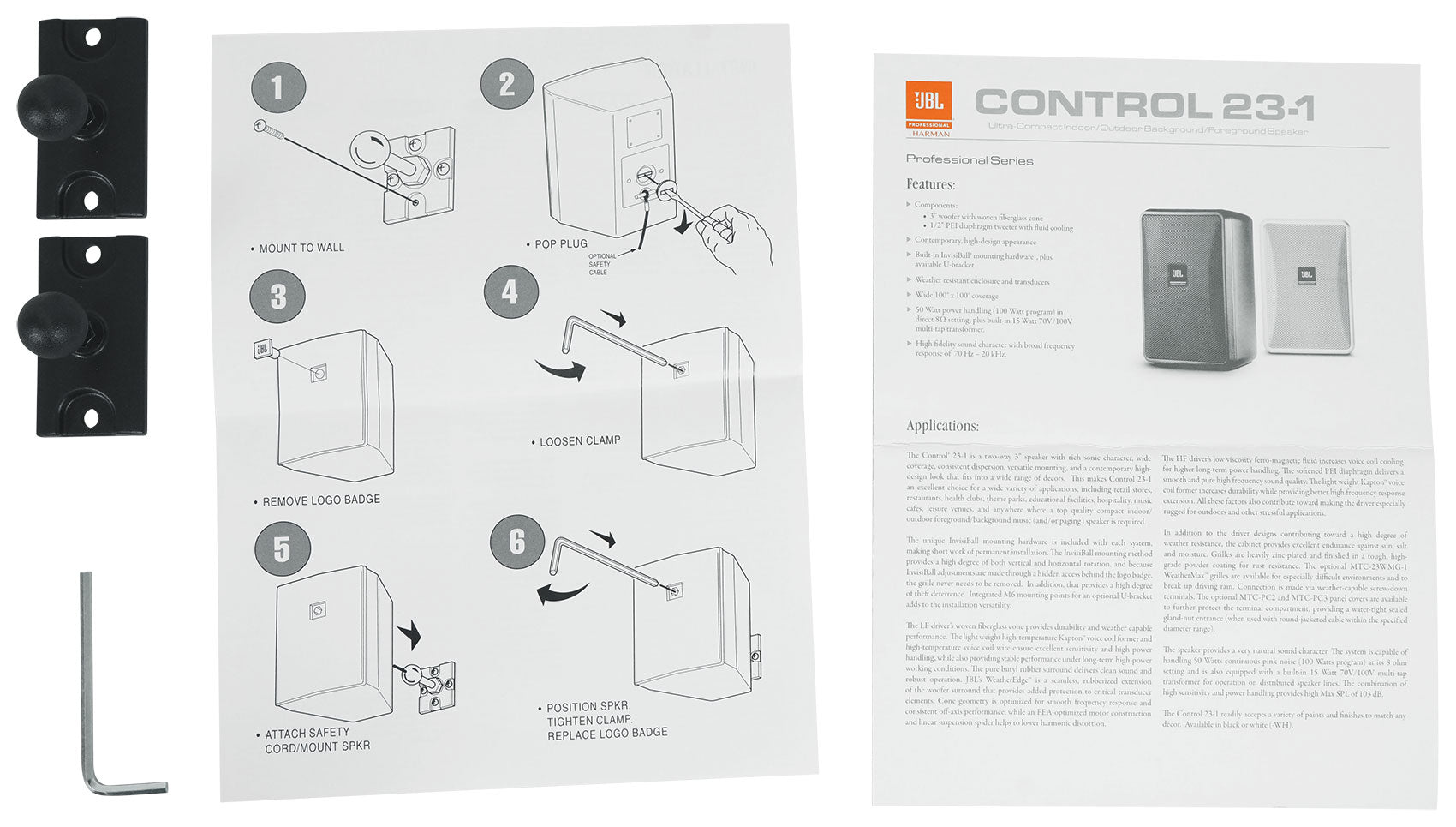 JBL Control 23-1 Black 12-Pack + RCS180-6 6-Zone Amplifier Bundle