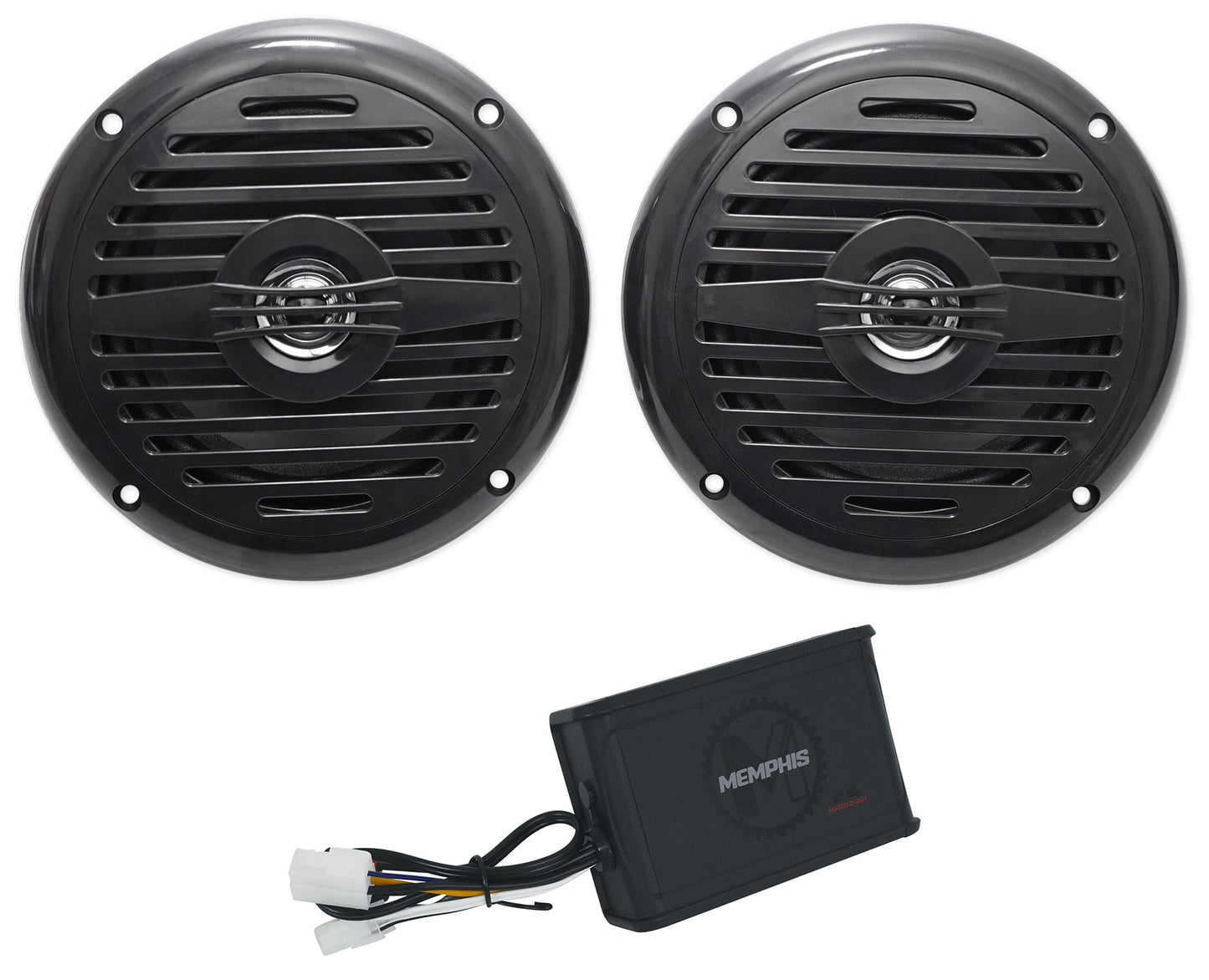 MS525B Black 5.25" Marine Speakers + MX150.2-24V Amplifier Bundle
