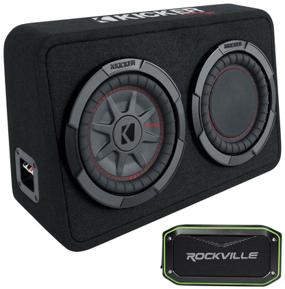 KICKER 48TCWRT82 CompRT 8" 600w Shallow Car Subwoofer+Sub Box+Home Speaker