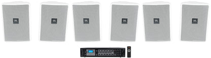JBL Control 23-1 White 6-Pack + RCS180-6 6-Zone Amplifier Bundle
