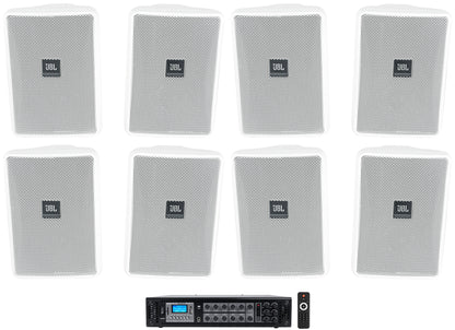JBL Control 23-1 White 8-Pack + RCS180-6 6-Zone Amplifier Bundle