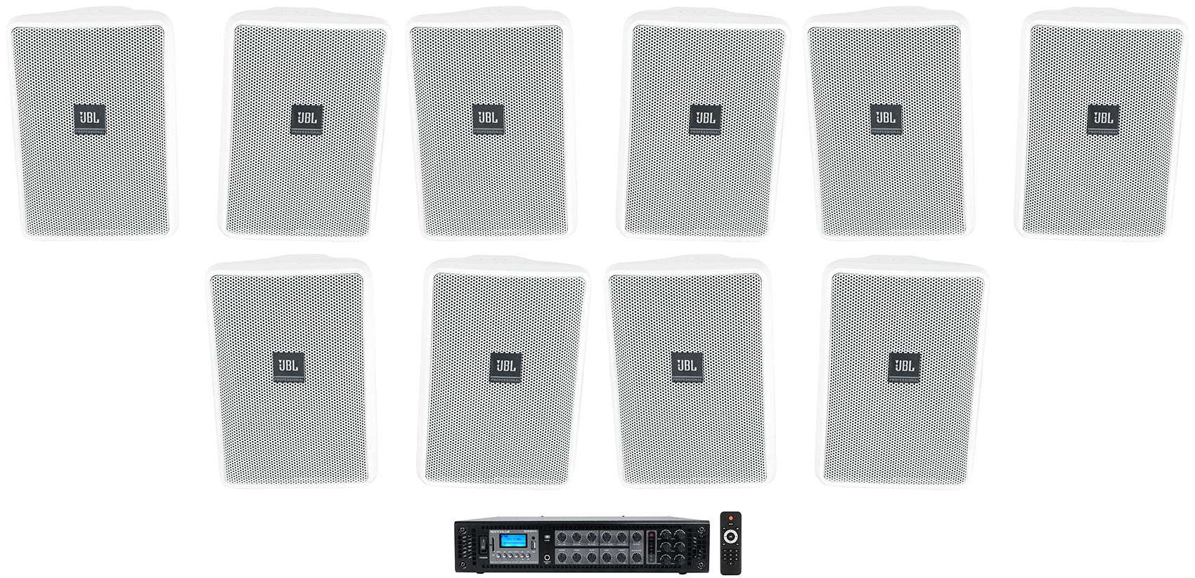 JBL Control 23-1 White 10-Pack + RCS180-6 6-Zone Amplifier Bundle