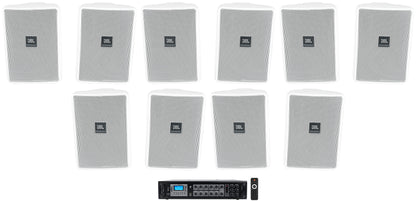 JBL Control 23-1 White 10-Pack + RCS180-6 6-Zone Amplifier Bundle