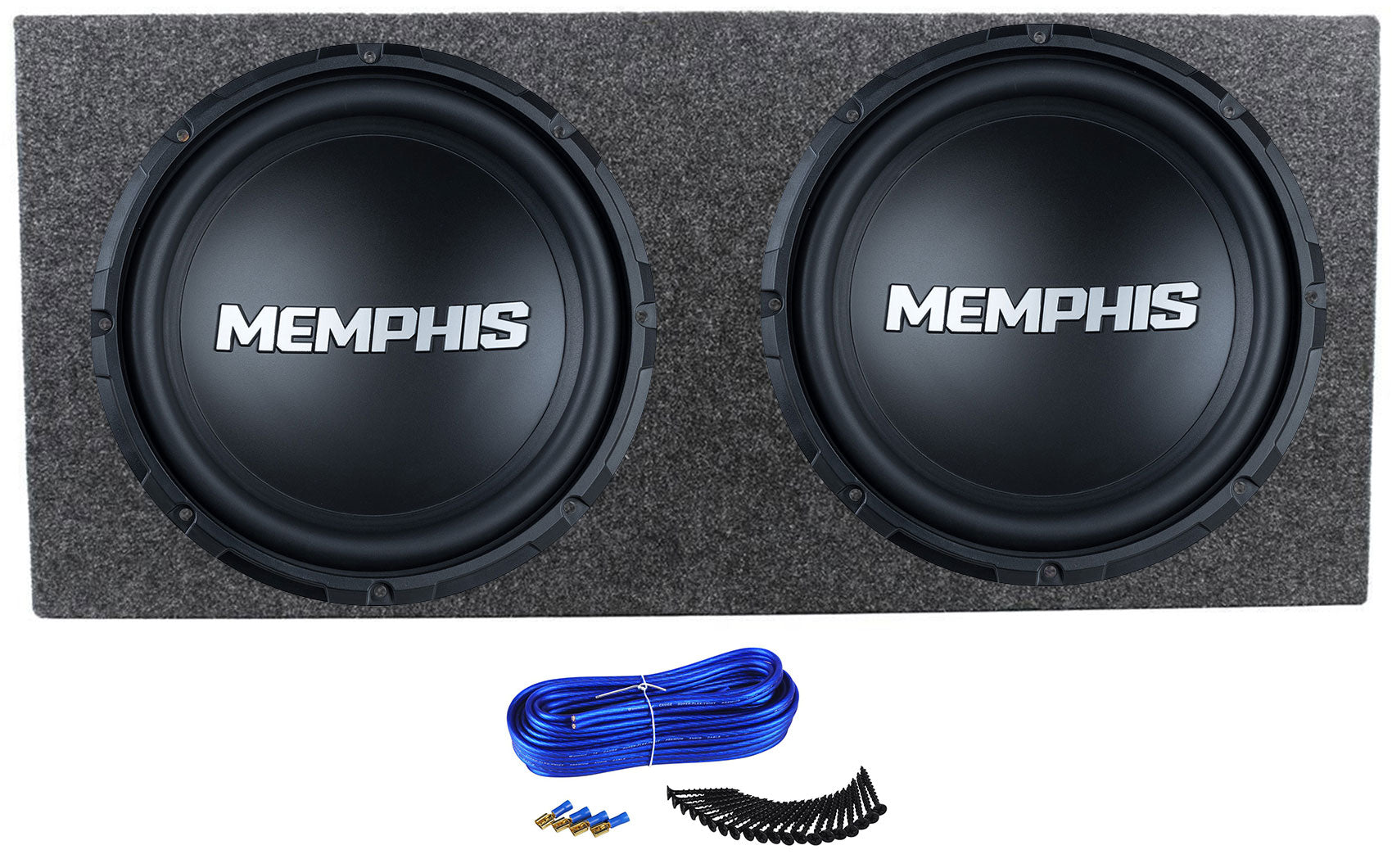 (2) Memphis Audio SRX1240V 12" 300w RMS Car Subwoofers+Sealed Sub Box Enclosure