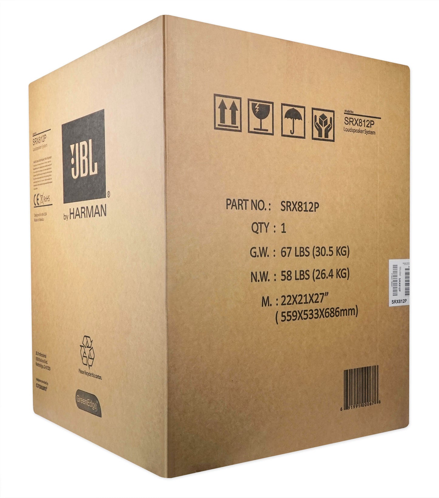 JBL SRX812P 12" 2000 Watt Powered 2-Way DJ PA Speaker Monitor w/DSP/Bluetooth