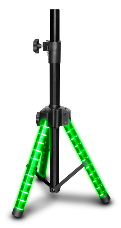 (2) Technical Pro PT3LED Rechargeable RGBWY LED Tripod DJ Speaker Stands+Bag