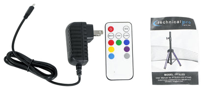 (2) Technical Pro PT3LED Rechargeable RGBWY LED Tripod DJ Speaker Stands+Bag