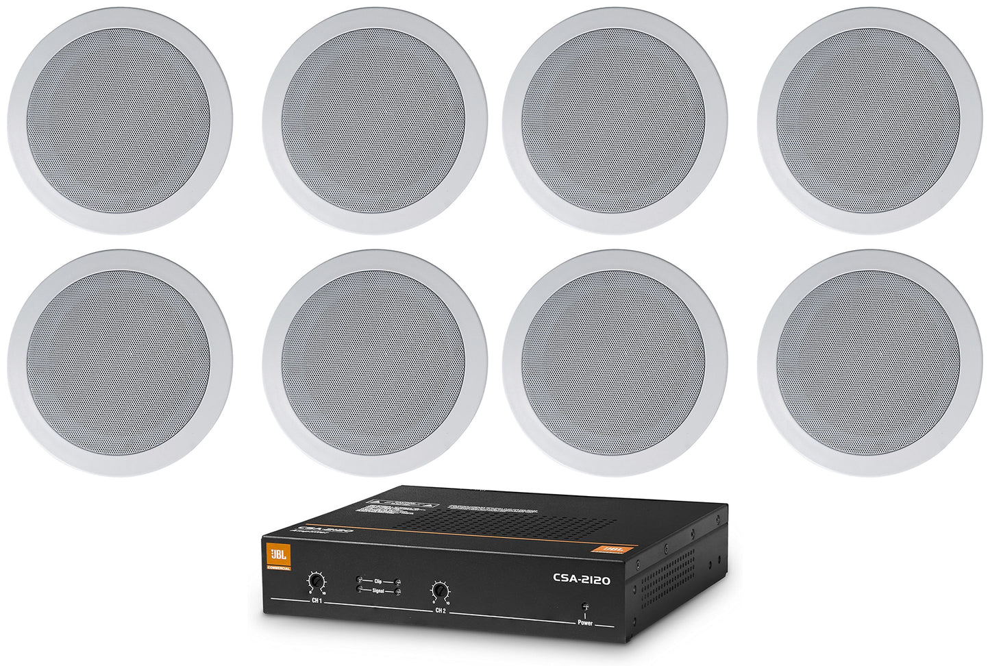 JBL CSA 2120 Commercial Amplifier Amp+8) White Ceiling Speakers 4 Restaurant/Bar