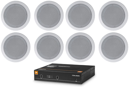 JBL CSA 2120 Commercial Amplifier Amp+8) White Ceiling Speakers 4 Restaurant/Bar