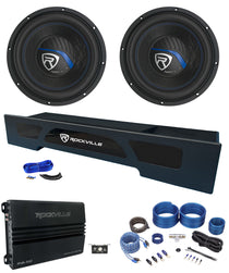 K5 10" 2-Ohm Subwoofers 2-Pack + Amp + Ford Super Crew Dual 10" Box Bundle