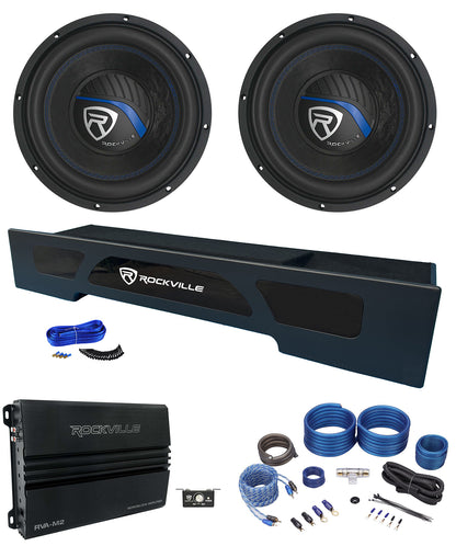 K5 10" 2-Ohm Subwoofers 2-Pack + Amp + Ford Super Crew Dual 10" Box Bundle