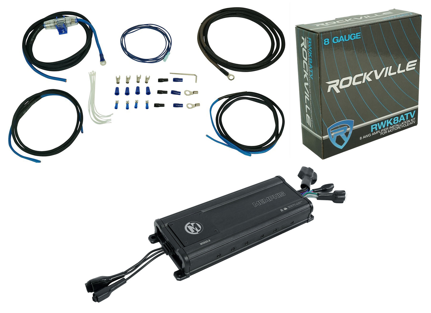 Memphis Audio MX600.6 600w RMS 6 Channel UTV ATV Amplifier+Amp Wire Kit