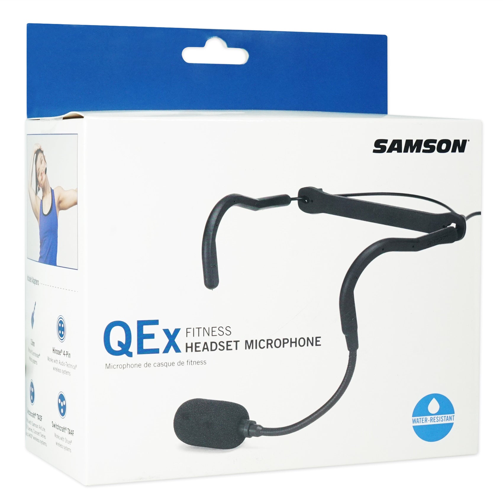 Samson QEX Fitness Headset Microphone Mic+Backpack For Yoga/Spin/Pilates