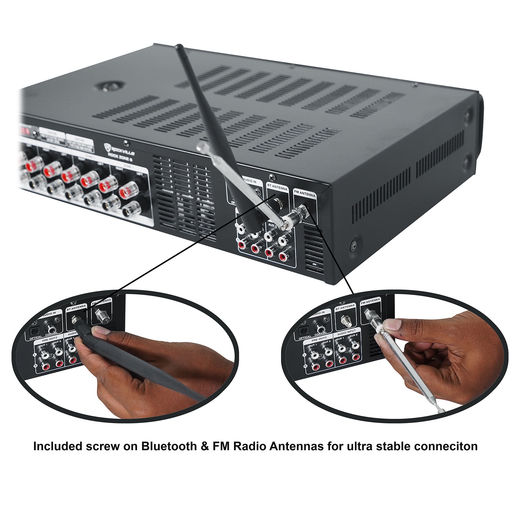 D4-8 Black 8-Pack + Rock Zone 8 Multi‑Room Receiver Bundle