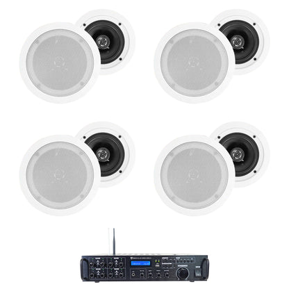 Rock Zone 8 8-Pack + HC55 White In‑Ceiling Speakers Bundle