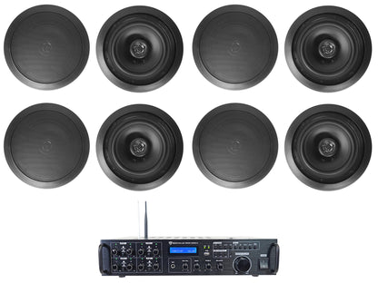Rock Zone 8 8-Pack + HC655 Black In‑Ceiling Speakers Bundle